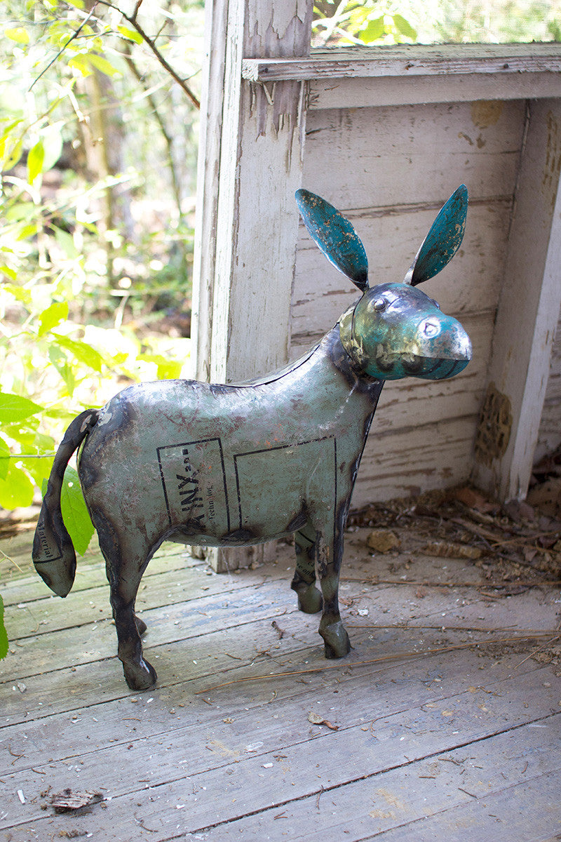 Handcrafted Reclaimed Recycled Metal Donkey Sculpture