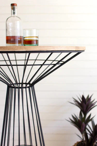 Iron Bar Table With Round Wooden Top