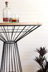 Iron Bar Table With Round Wooden Top