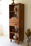 Tall Acacia Wood Cabinet With Two Drawers