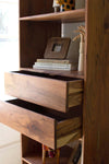 Tall Acacia Wood Cabinet With Two Drawers