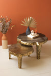 Aluminum Coffee Tables With Antique Brass Finish - Set of 2