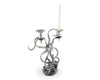 TWO TAPER PEWTER OCTOPUS CANDELABRUM