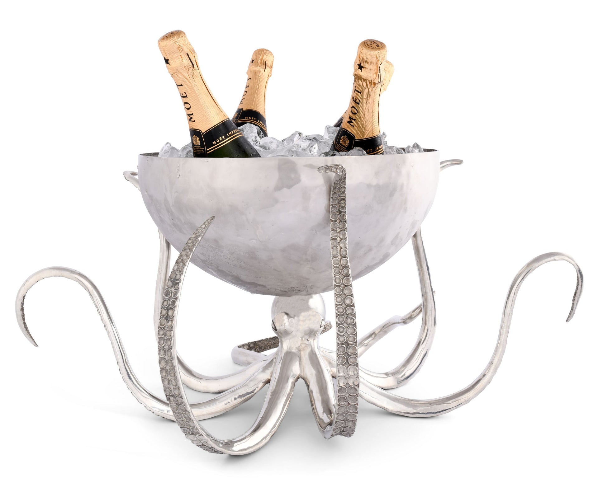 OCTOPUS PEWTER HAMMERED STEEL ICE TUB PUNCHBOWL