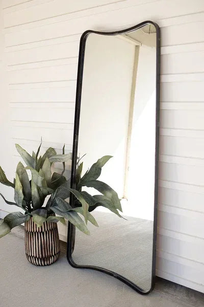 Organic Leaning Rectangular Mirror, Gunmetal