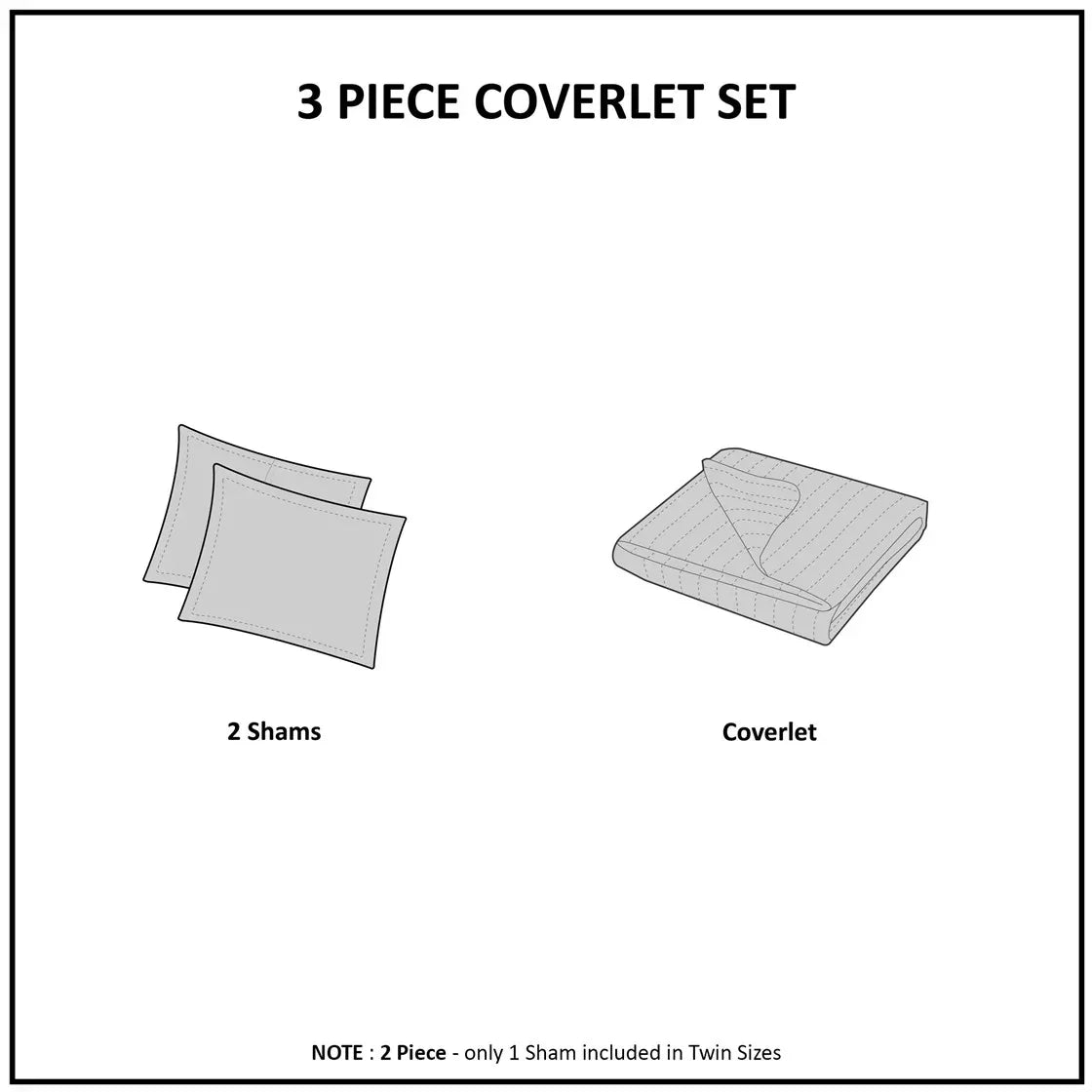 Otto 3 Piece Reversible Quilt Set - White - Gifts for You 'n Me