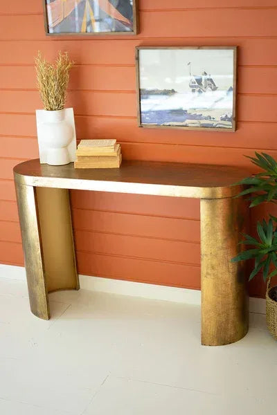 Oval Antique Brass Console Table - KALALOU - Gifts for You 'n Me