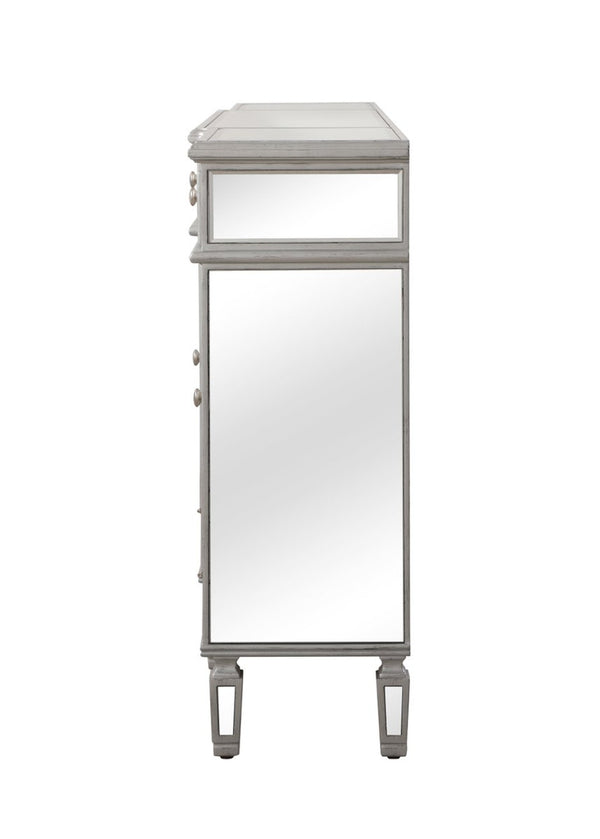 Elegant Furniture & Lighting Contempo Mirrored Credenza in Silver