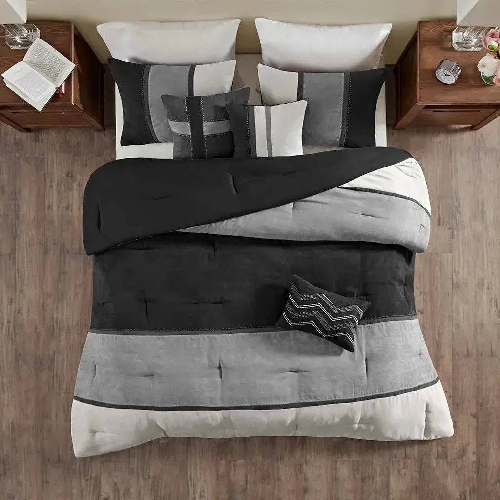 Palisades 7 Piece Faux Suede Comforter Set by Madison Park - Gifts for You 'n Me