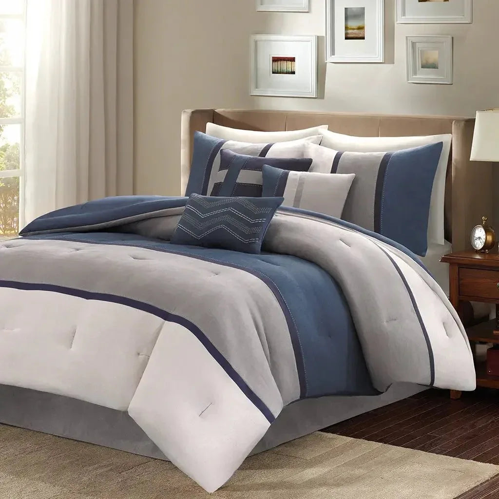 Palisades 7 Piece Faux Suede Comforter Set by Madison Park - Gifts for You 'n Me