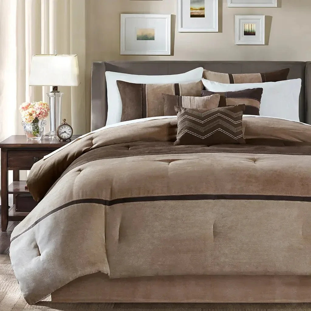 Palisades 7 Piece Faux Suede Comforter Set by Madison Park - Gifts for You 'n Me