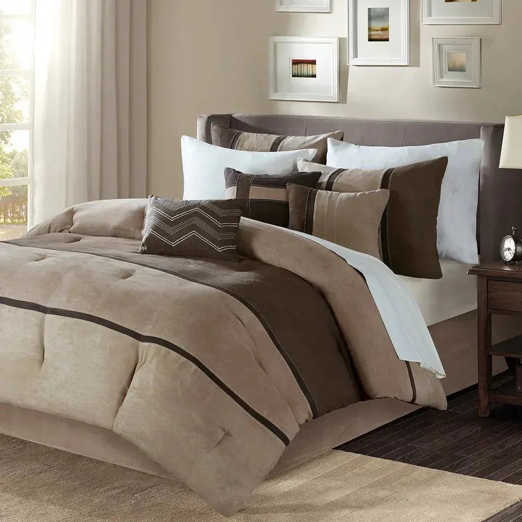 Palisades 7 Piece Faux Suede Comforter Set by Madison Park - Gifts for You 'n Me