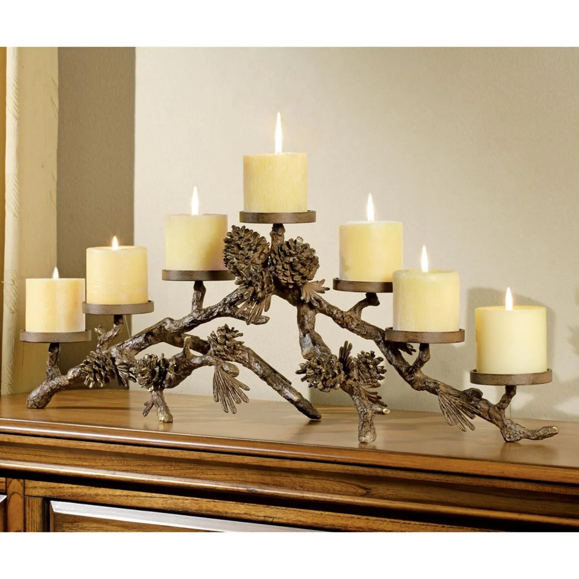 Pinecone Mantlepiece Candleholder - Gifts for You 'n Me