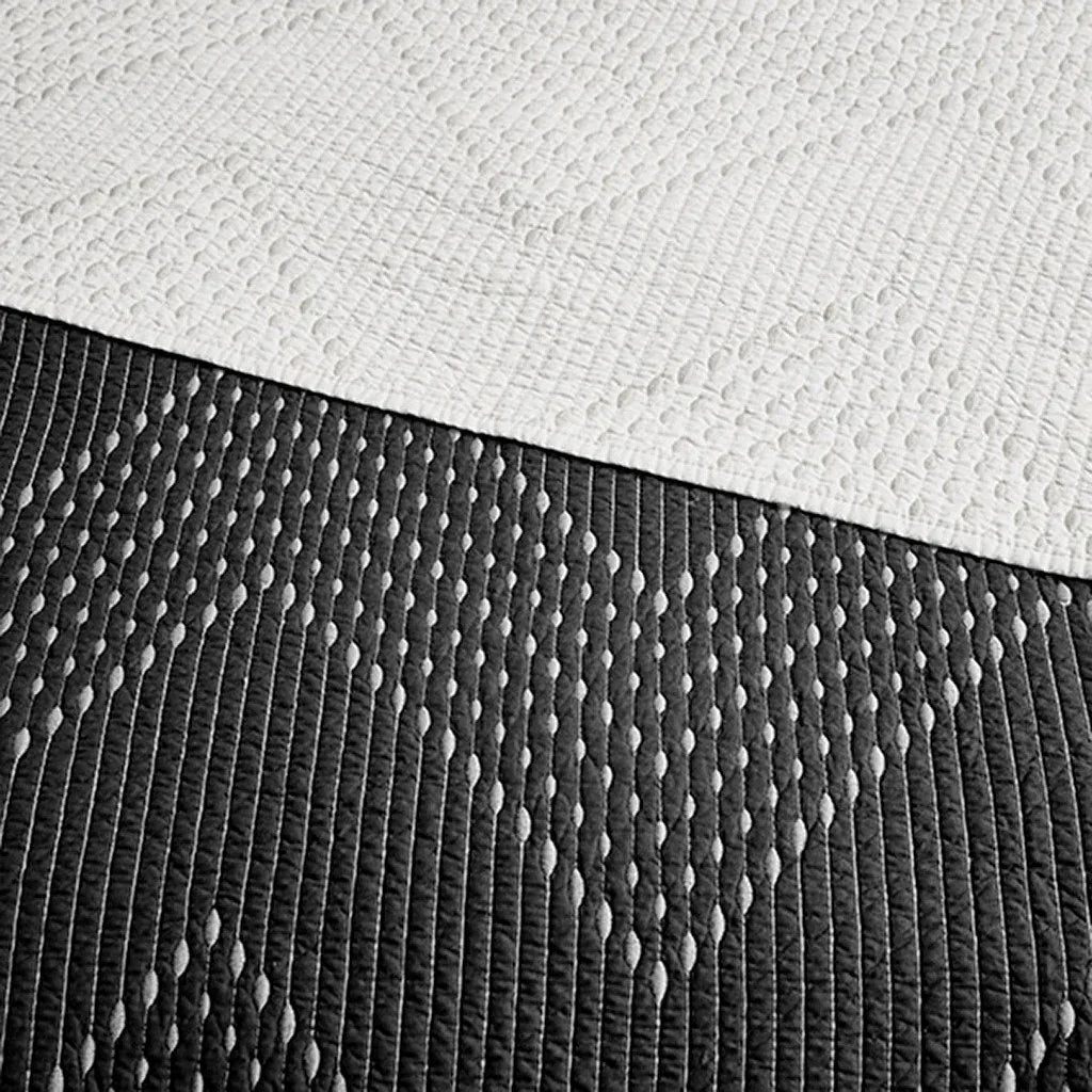 Pomona Cotton Embroidered 3 Piece Coverlet Set - Black - Gifts for You 'n Me