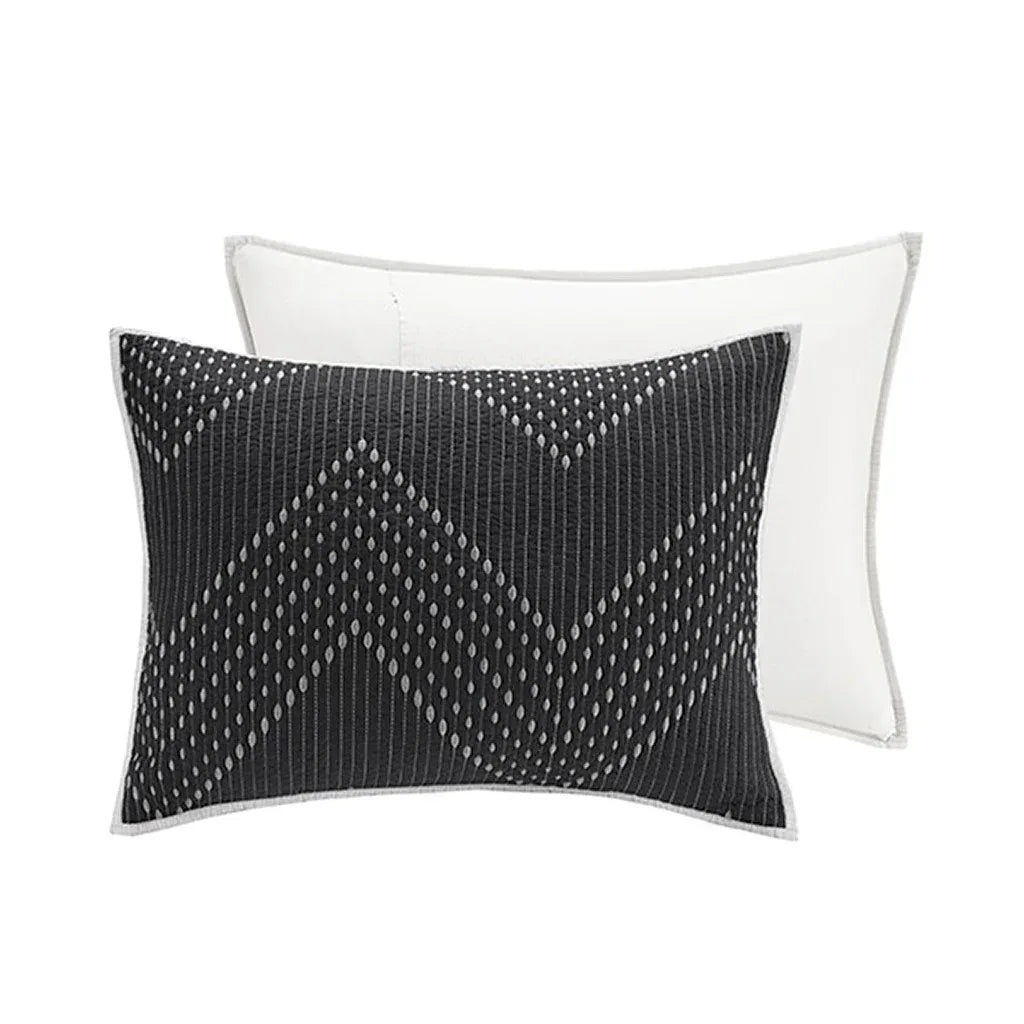 Pomona Cotton Embroidered 3 Piece Coverlet Set - Black - Gifts for You 'n Me