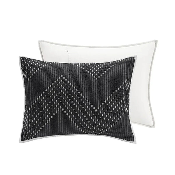 Pomona Cotton Embroidered 3 Piece Coverlet Set - Black - Gifts for You 'n Me