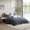 Pomona Cotton Embroidered 3 Piece Coverlet Set - Navy