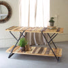Reclaimed Wood Two Tiered Display Tables With Folding Iron Base