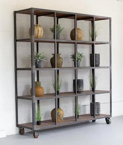Raw Metal And Recycled Honey Wood 16 Cube Display Unit - Gifts for You 'n Me