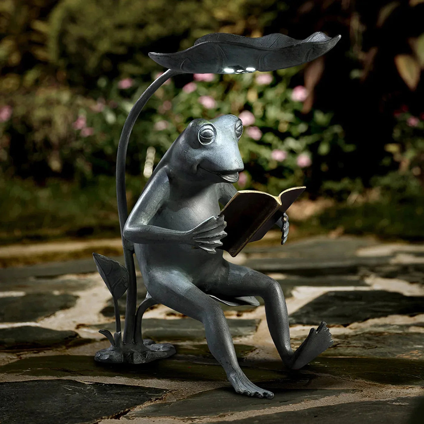 Reading Frog Birdfeeder with LED Light - Gifts for You 'n Me