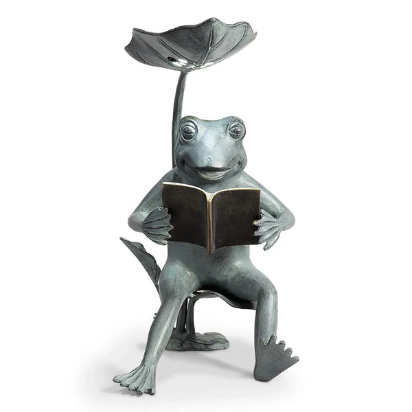 Reading Frog Birdfeeder with LED Light - Gifts for You 'n Me