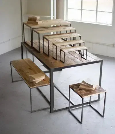 Recycled Iron And Recycled Wood Display Stands (Set of 9) - KALALOU
