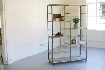 Recycled Wood And Metal Adjustable Shelving Unit - KALALOU