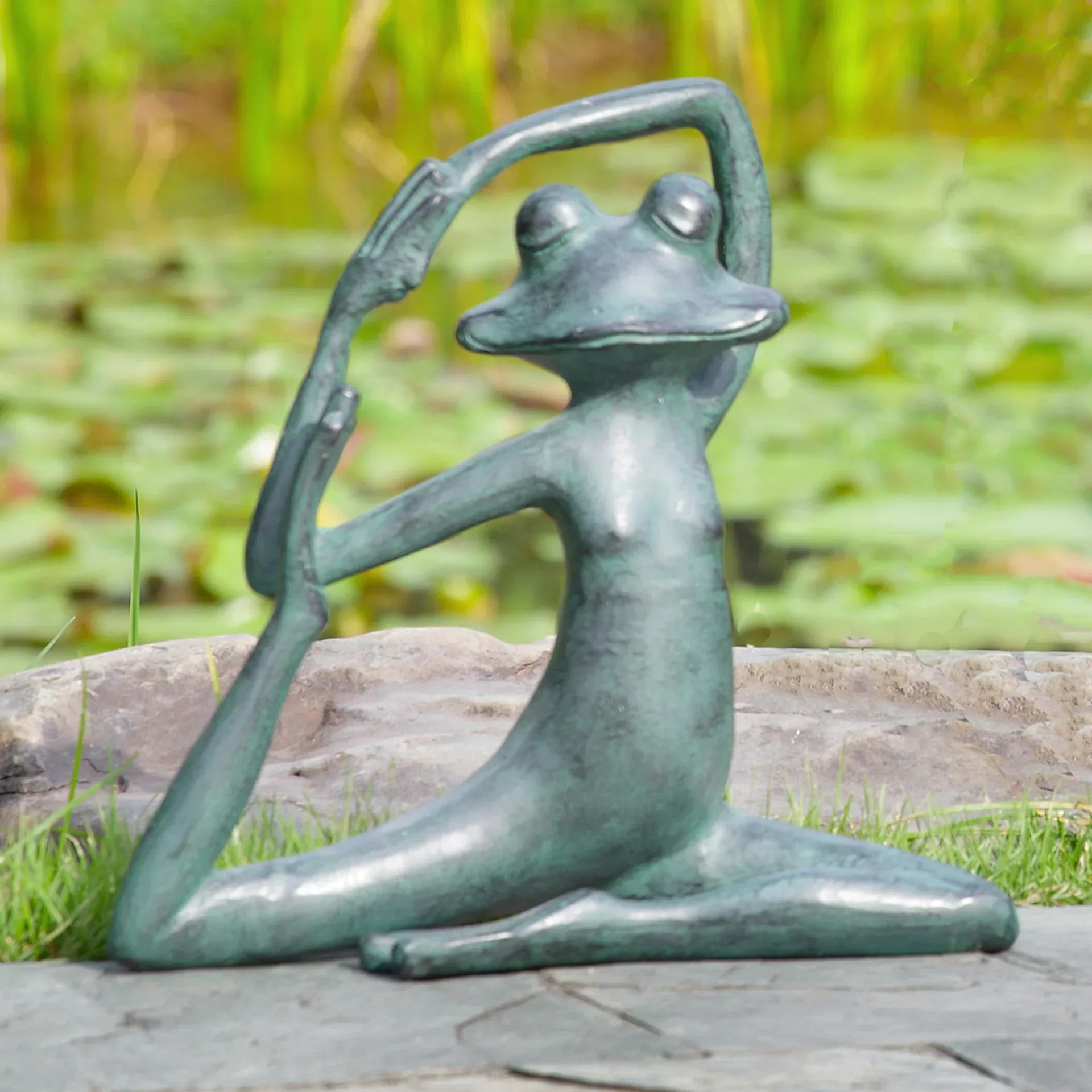 Relaxed Yoga Frog Garden Sculpture - Gifts for You 'n Me