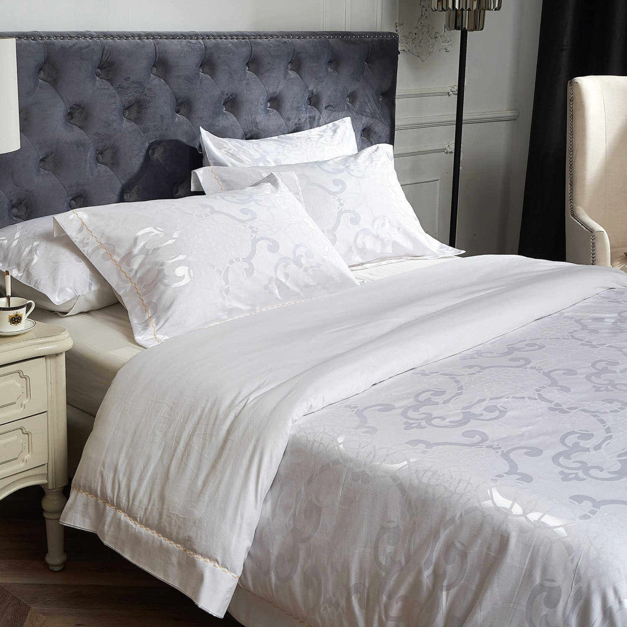 Dolce Mela 6 Pieces Luxury Jacquard Queen Duvet Cover Set -  La Rochelle