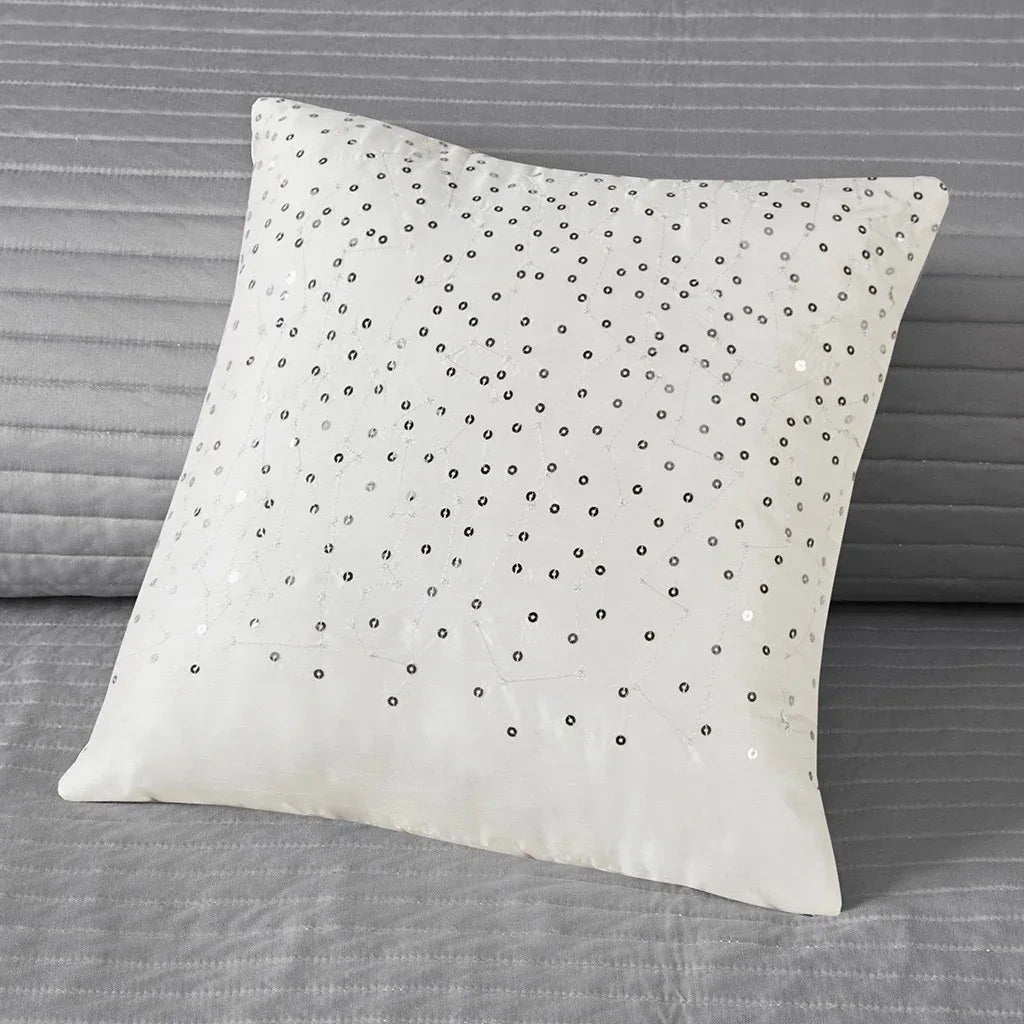 Rhapsody 6 Piece Reversible Jacquard Quilt Set with Throw Pillows in Navy - Gifts for You 'n Me