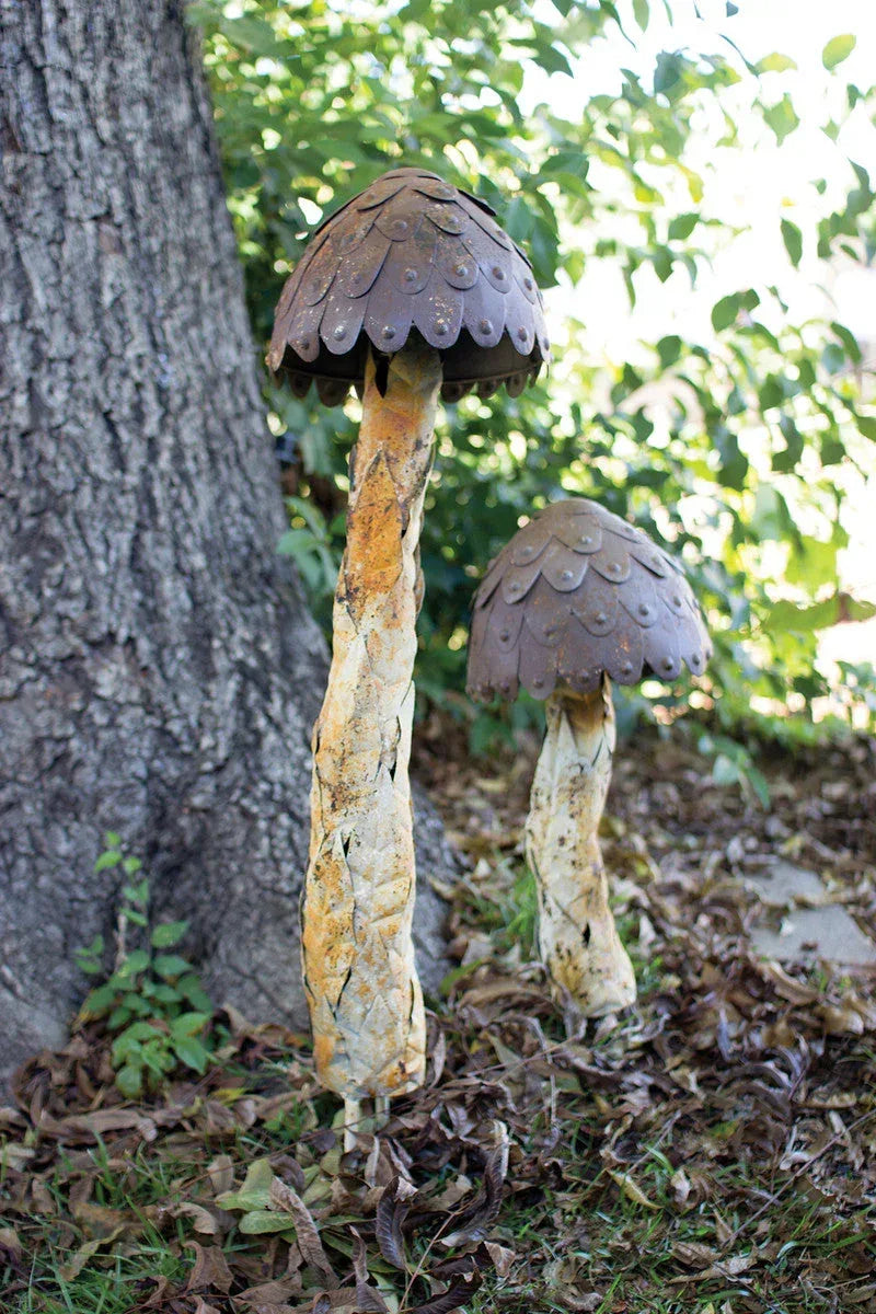 Rustic Metal Mushroom Stakes, Set of 2 - Gifts for You 'n Me
