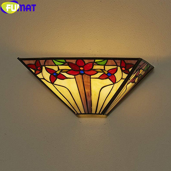Tiffany Wall Lamp Stained Glass Porch Light Nordic Classical Oil Painting Art Decor Wall Lamp Mirror Courtyard Wall Lighting
