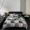 Black and White Plaid Duvet Cover Set King Geometric Comforter Cover F Nordic Style Grid Pattern Bedding Luxury Soft Breathable