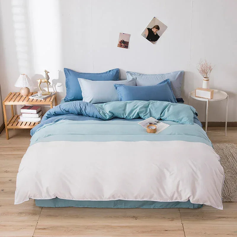 Bonenjoy Queen Size Bedding Set White Color Black Plaid Microfiber Reactive Printed King Size Bed Linen Sets For Bedroom Kit - Gifts for You 'n Me