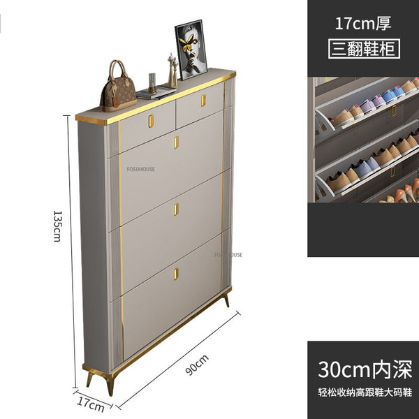 Nordic Light Luxury Ultra-thin Shoe Cabinet Home Door Space Saving Can Sit Shoe Rack Organizer Cabinet for Living Room Furniture