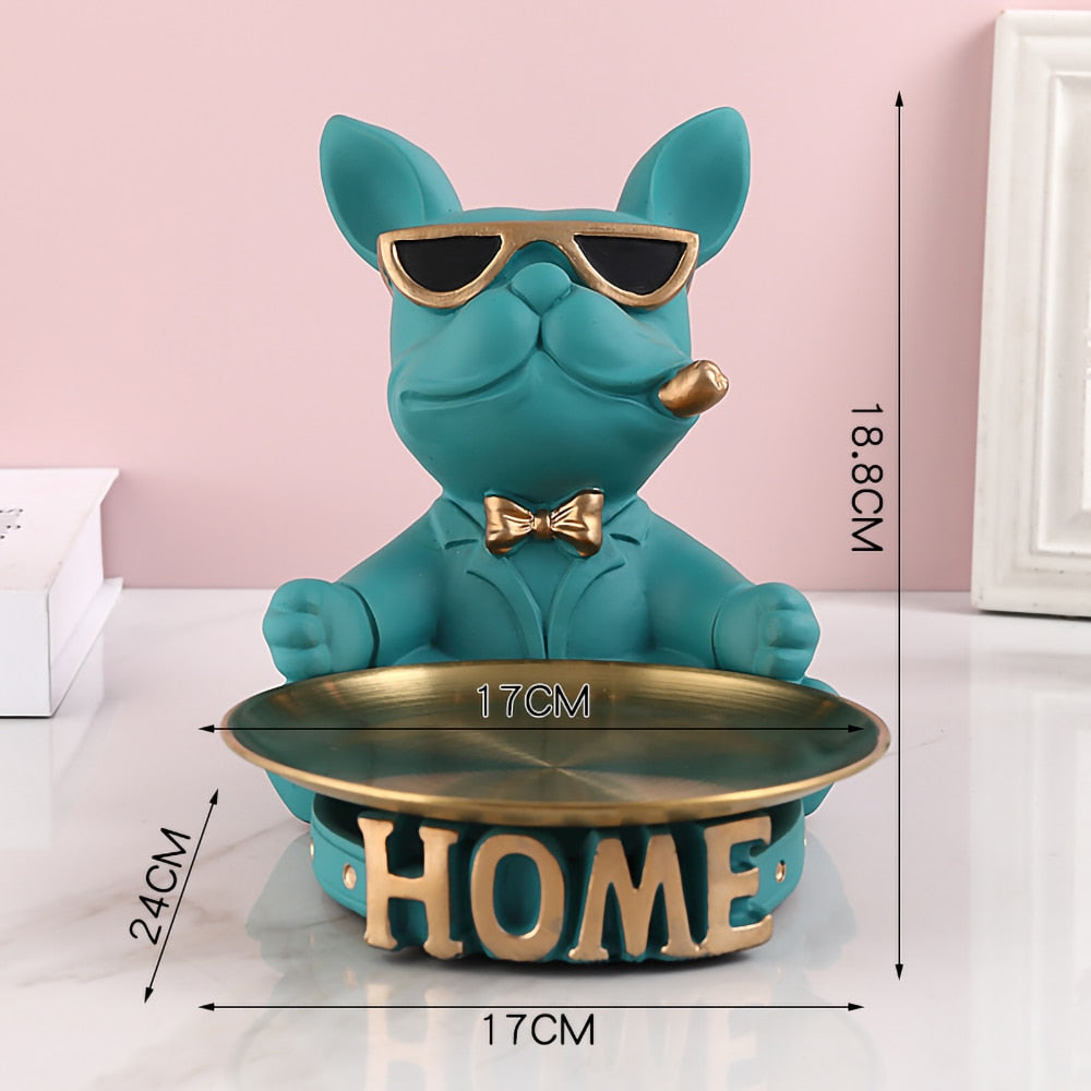 French Bulldog Decorative Tray,Home Room Table Decoration Accessory,Decorative Resin Dog Statue Decor,Animal Miniature Figurines - Gifts for You 'n Me