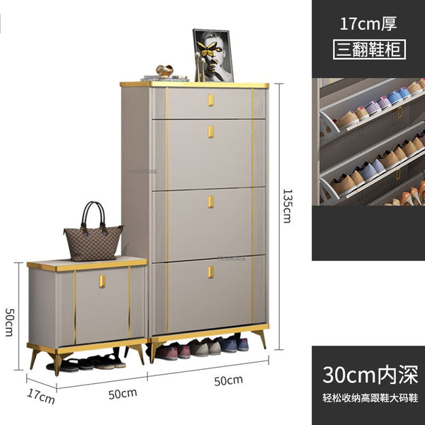 Nordic Light Luxury Ultra-thin Shoe Cabinet Home Door Space Saving Can Sit Shoe Rack Organizer Cabinet for Living Room Furniture
