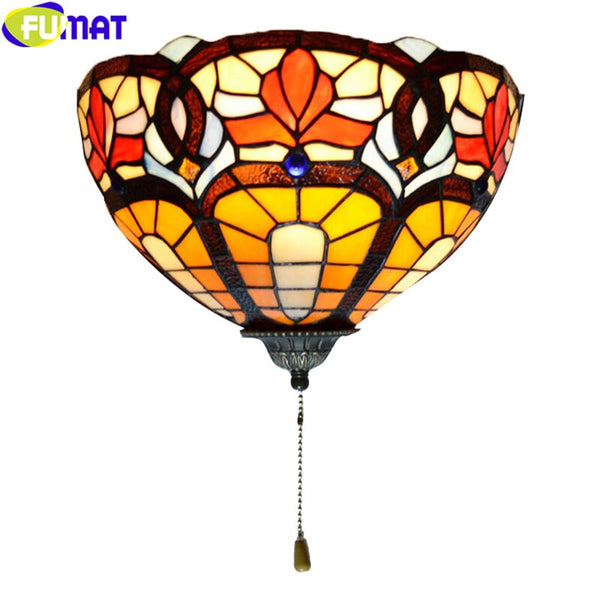 Tiffany Wall Lamp Stained Glass Porch Light Nordic Classical Oil Painting Art Decor Wall Lamp Mirror Courtyard Wall Lighting