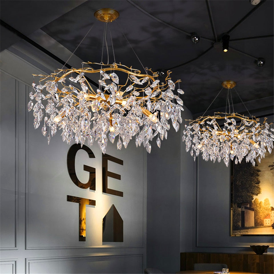 Nordic Luxury Gold Crystal Chandelier Lighting Modern Large Lustre Hanging Lamp for Living Room Hotel Hall Art Decor Lighting DSers Fulfillment