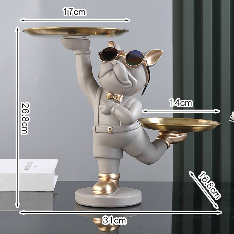 French Bulldog Decorative Tray,Home Room Table Decoration Accessory,Decorative Resin Dog Statue Decor,Animal Miniature Figurines - Gifts for You 'n Me