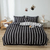 Bonenjoy Queen Size Bedding Set White Color Black Plaid Microfiber Reactive Printed King Size Bed Linen Sets For Bedroom Kit