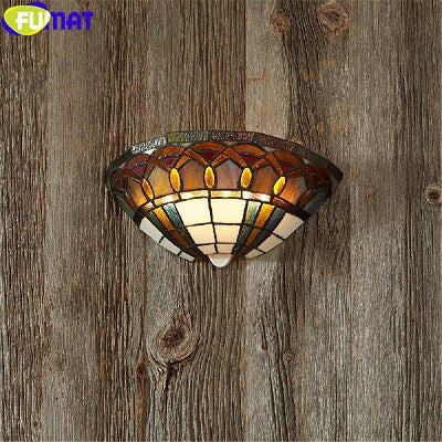 Tiffany Wall Lamp Stained Glass Porch Light Nordic Classical Oil Painting Art Decor Wall Lamp Mirror Courtyard Wall Lighting