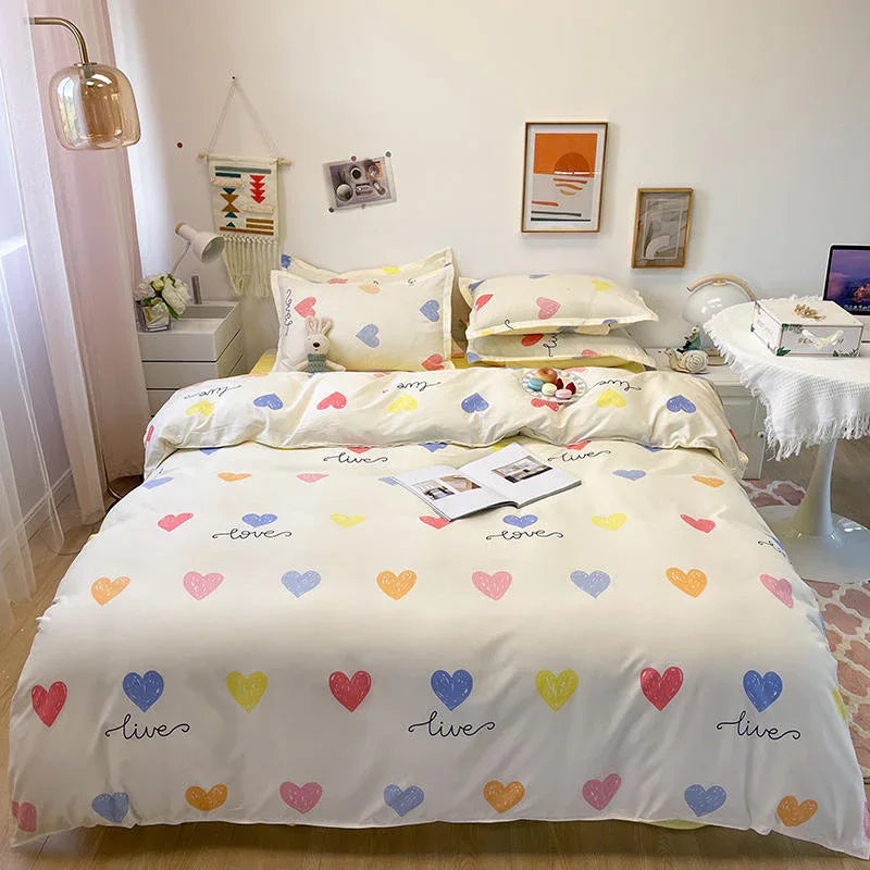 Bonenjoy Queen Size Bedding Set White Color Black Plaid Microfiber Reactive Printed King Size Bed Linen Sets For Bedroom Kit - Gifts for You 'n Me