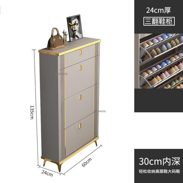 Nordic Light Luxury Ultra-thin Shoe Cabinet Home Door Space Saving Can Sit Shoe Rack Organizer Cabinet for Living Room Furniture