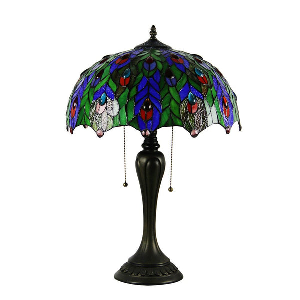 8/12/16" Tiffany Peacock Table Lamp Foyer Hotel Bar Restaurant Vintage Luxury Wedding Glass Desk Night Light D41202
