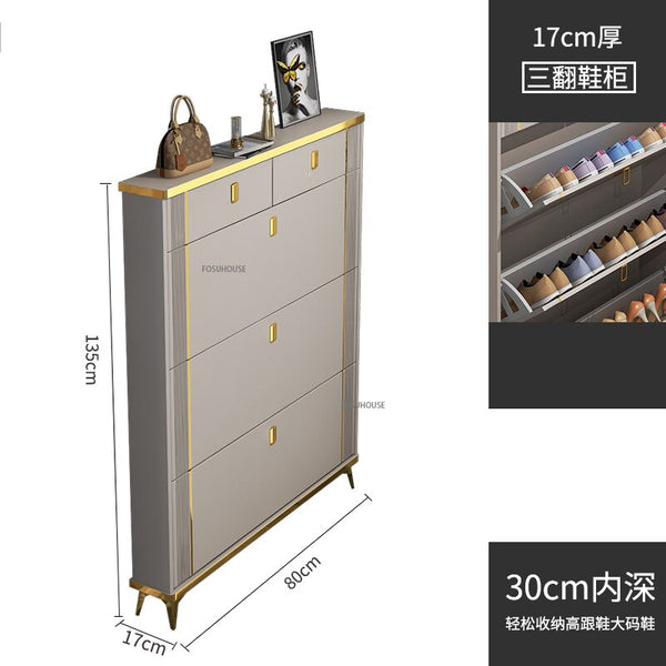 Nordic Light Luxury Ultra-thin Shoe Cabinet Home Door Space Saving Can Sit Shoe Rack Organizer Cabinet for Living Room Furniture