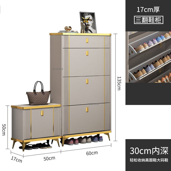 Nordic Light Luxury Ultra-thin Shoe Cabinet Home Door Space Saving Can Sit Shoe Rack Organizer Cabinet for Living Room Furniture