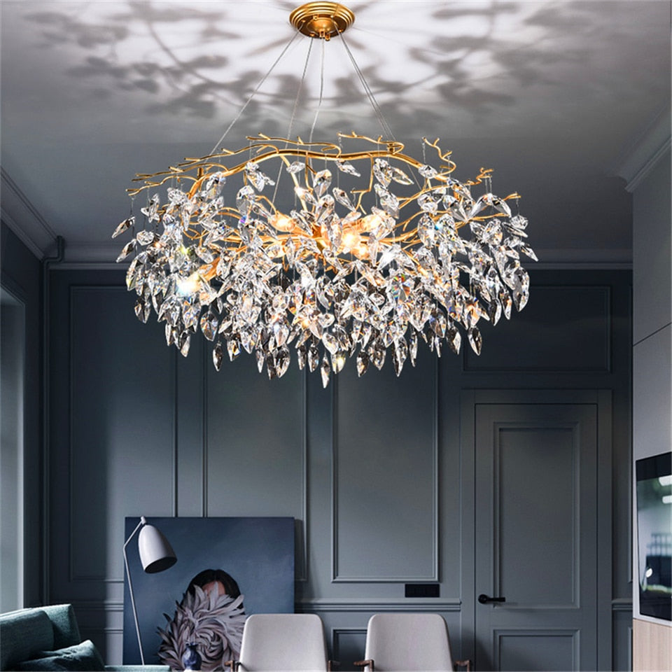 Nordic Luxury Gold Crystal Chandelier Lighting Modern Large Lustre Hanging Lamp for Living Room Hotel Hall Art Decor Lighting DSers Fulfillment