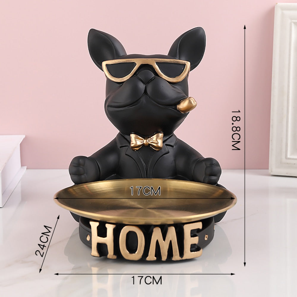 French Bulldog Decorative Tray,Home Room Table Decoration Accessory,Decorative Resin Dog Statue Decor,Animal Miniature Figurines - Gifts for You 'n Me