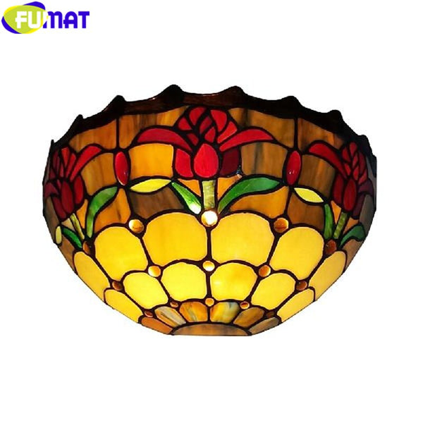 Tiffany Wall Lamp Stained Glass Porch Light Nordic Classical Oil Painting Art Decor Wall Lamp Mirror Courtyard Wall Lighting